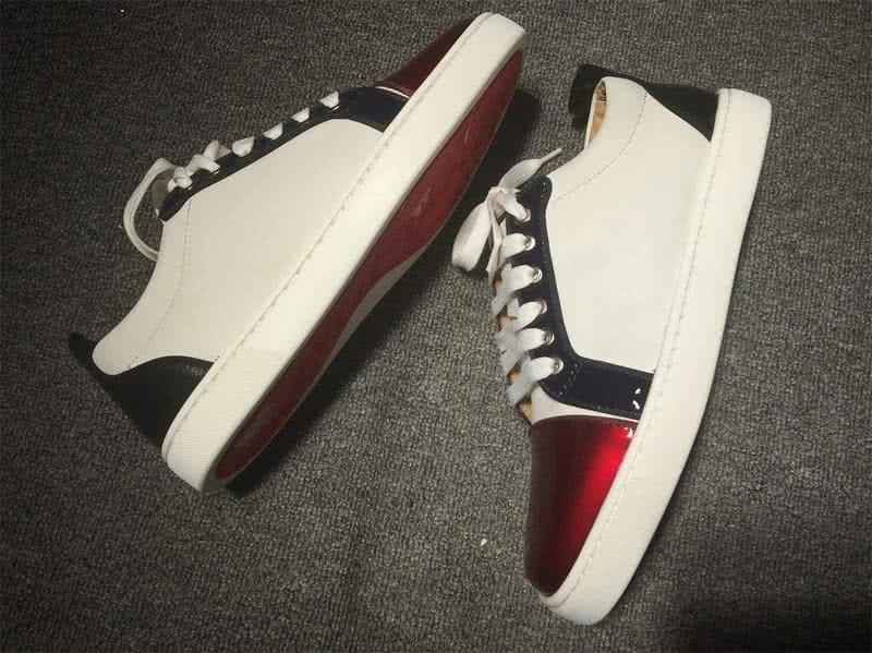 Christian Louboutin Low Top Lace-up Wine White And Black 4
