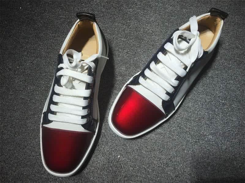 Christian Louboutin Low Top Lace-up Wine White And Black 5