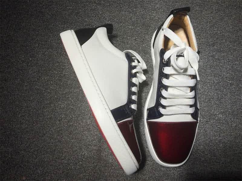 Christian Louboutin Low Top Lace-up Wine White And Black 6