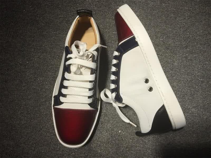 Christian Louboutin Low Top Lace-up Wine White And Black 7