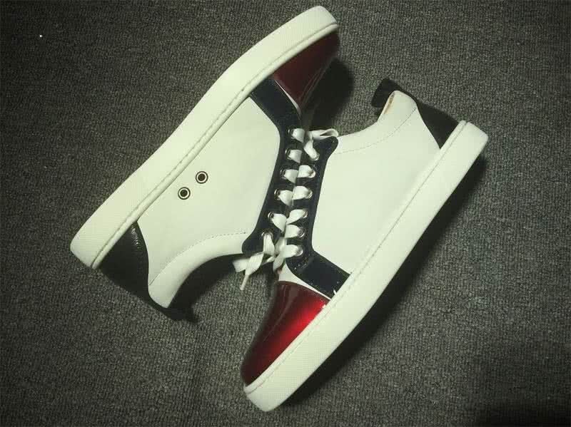 Christian Louboutin Low Top Lace-up Wine White And Black 10