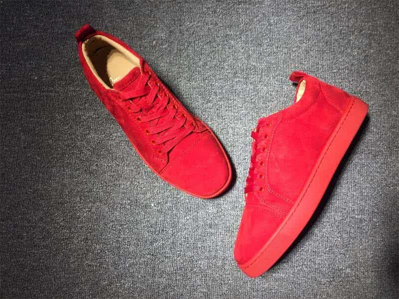 Christian Louboutin Low Top Lace-up All Red Suede 4