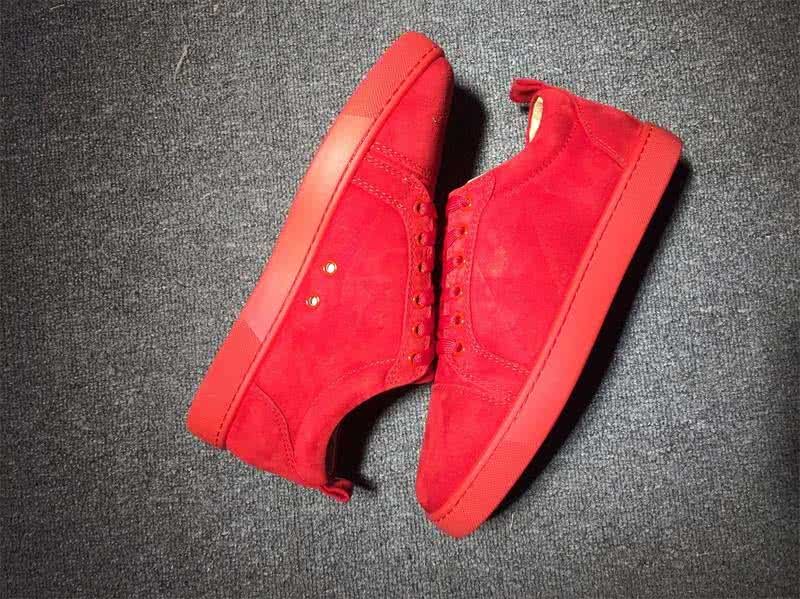 Christian Louboutin Low Top Lace-up All Red Suede 6