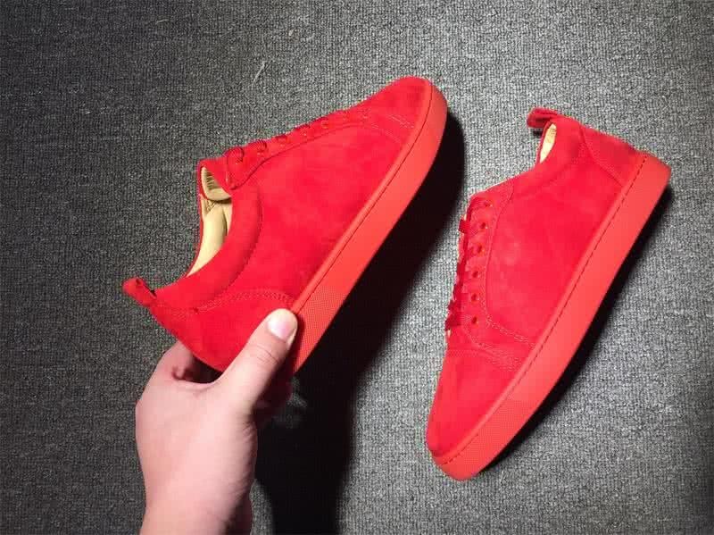 Christian Louboutin Low Top Lace-up All Red Suede 7