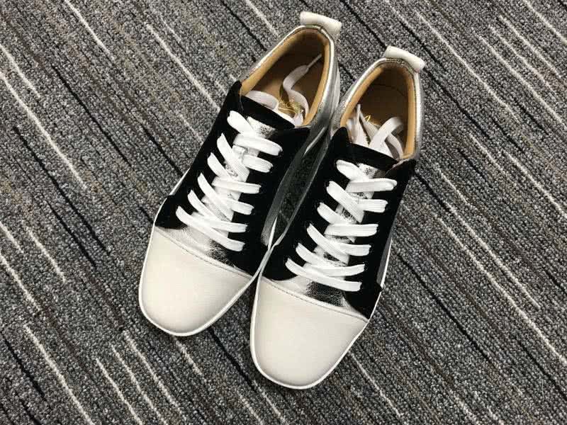 Christian Louboutin Low Top Lace-up White Silver And Black 1