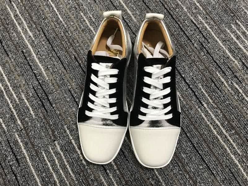 Christian Louboutin Low Top Lace-up White Silver And Black 3