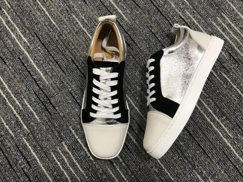 Christian Louboutin Low Top Lace-up White Silver And Black 2