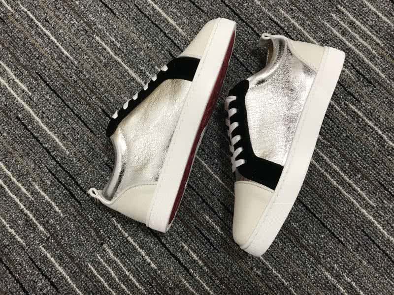 Christian Louboutin Low Top Lace-up White Silver And Black 5