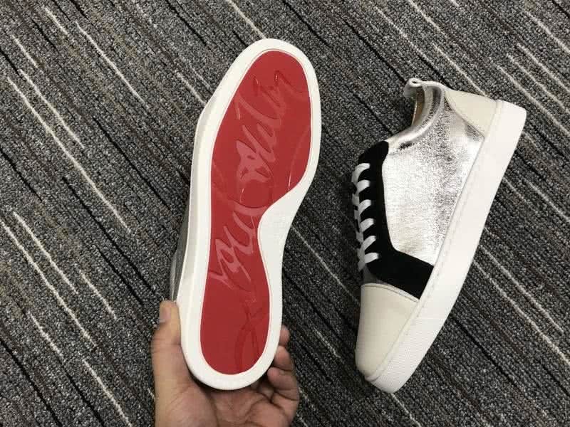 Christian Louboutin Low Top Lace-up White Silver And Black 8