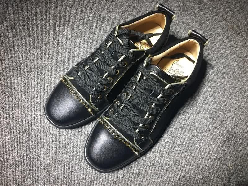 Christian Louboutin Low Top Lace-up Black And A Line Of Yellow Rhinestone 1