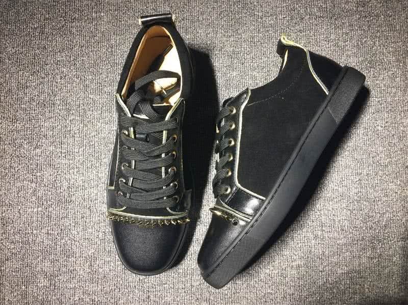 Christian Louboutin Low Top Lace-up Black And A Line Of Yellow Rhinestone 2