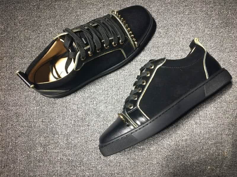 Christian Louboutin Low Top Lace-up Black And A Line Of Yellow Rhinestone 4