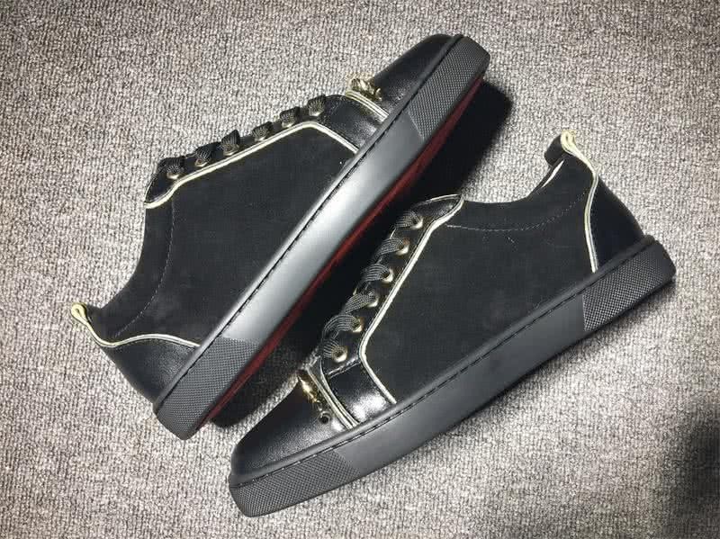 Christian Louboutin Low Top Lace-up Black And A Line Of Yellow Rhinestone 6
