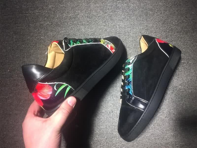 Christian Louboutin Low Top Lace-up Black Upper And Painting 7