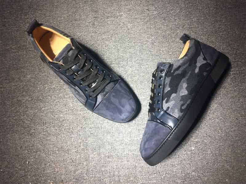 Christian Louboutin Low Top Lace-up Dark Blue And Camouflage Suede 4