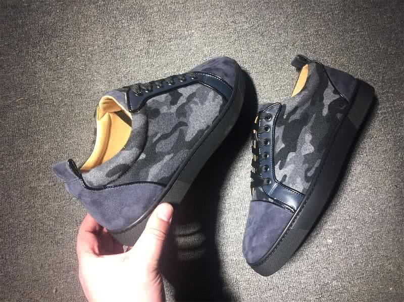 Christian Louboutin Low Top Lace-up Dark Blue And Camouflage Suede 7