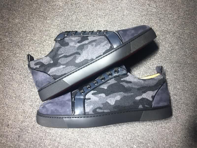 Christian Louboutin Low Top Lace-up Dark Blue And Camouflage Suede 9
