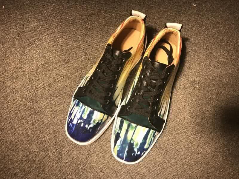 Christian Louboutin Low Top Lace-up Splash-ink Blue And Yellow 1