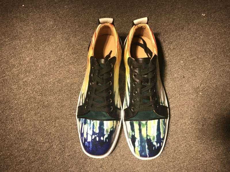 Christian Louboutin Low Top Lace-up Splash-ink Blue And Yellow 3