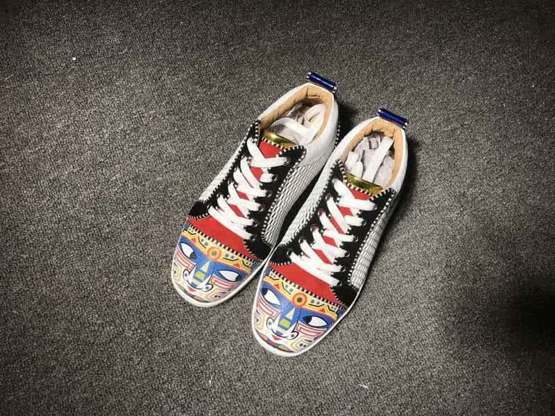 Christian Louboutin Low Top Lace-up White Meshes Black And Colored Paintings 1