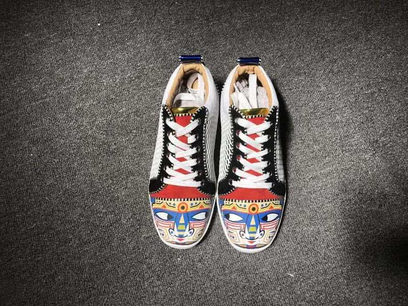 Christian Louboutin Low Top Lace-up White Meshes Black And Colored Paintings 2