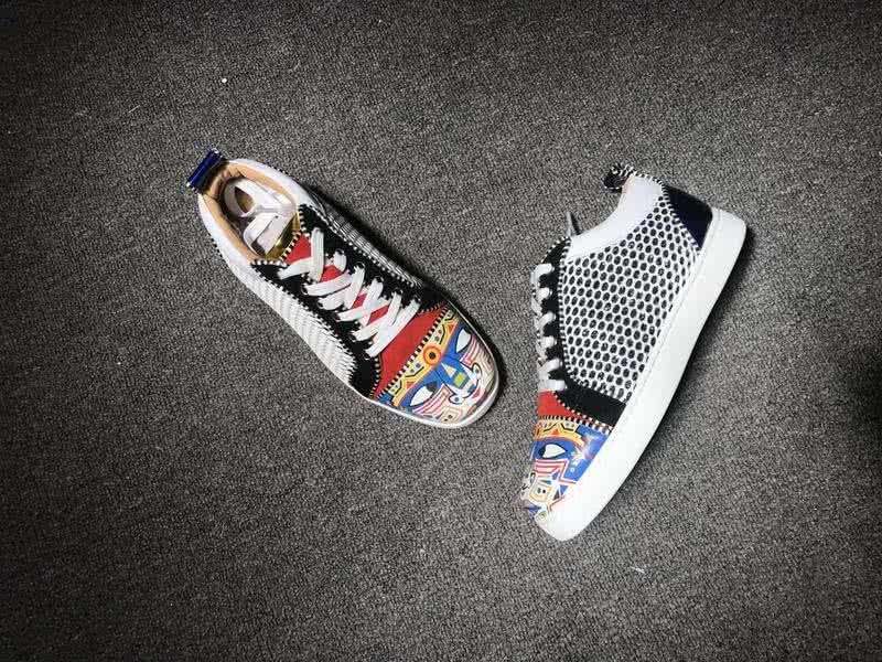 Christian Louboutin Low Top Lace-up White Meshes Black And Colored Paintings 5