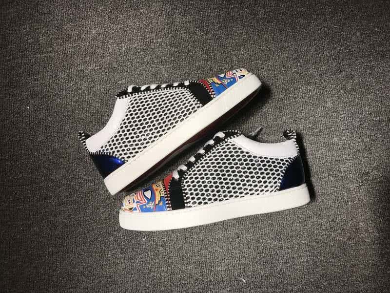Christian Louboutin Low Top Lace-up White Meshes Black And Colored Paintings 4