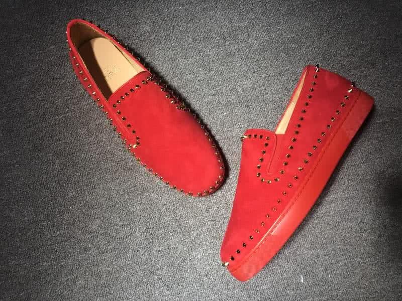 Christian Louboutin Low Top Rivets Along The Brim Red Suede And Rhinestones 4