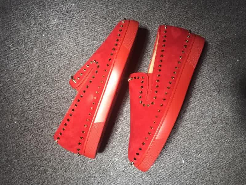 Christian Louboutin Low Top Rivets Along The Brim Red Suede And Rhinestones 5