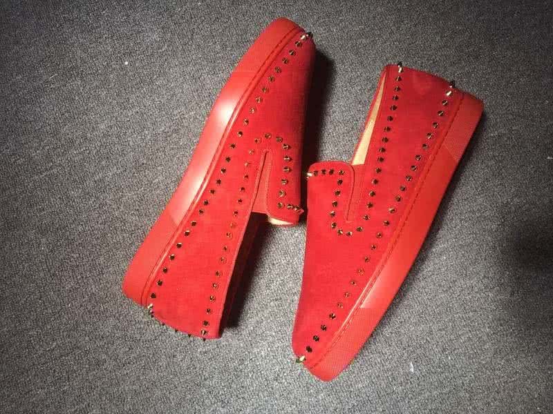 Christian Louboutin Low Top Rivets Along The Brim Red Suede And Rhinestones 6