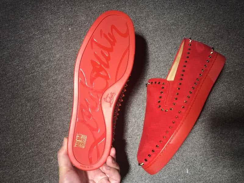 Christian Louboutin Low Top Rivets Along The Brim Red Suede And Rhinestones 8