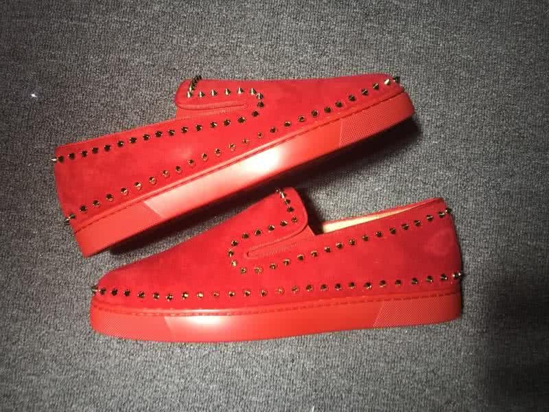 Christian Louboutin Low Top Rivets Along The Brim Red Suede And Rhinestones 9