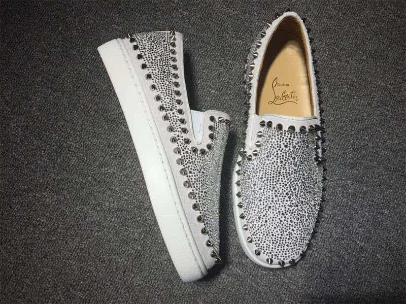 Christian Louboutin Low Top Grey Upper Rivets Along The Brim And All Rhinestones 6