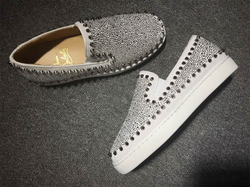 Christian Louboutin Low Top Grey Upper Rivets Along The Brim And All Rhinestones 8