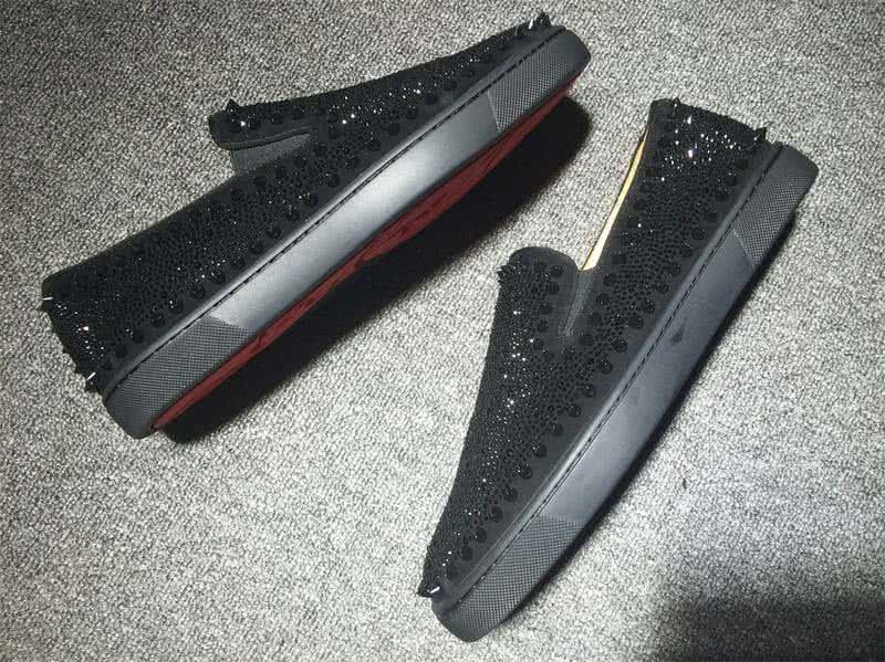 Christian Louboutin Low Top Black Rivets Along The Brim And All Rhinestones 8