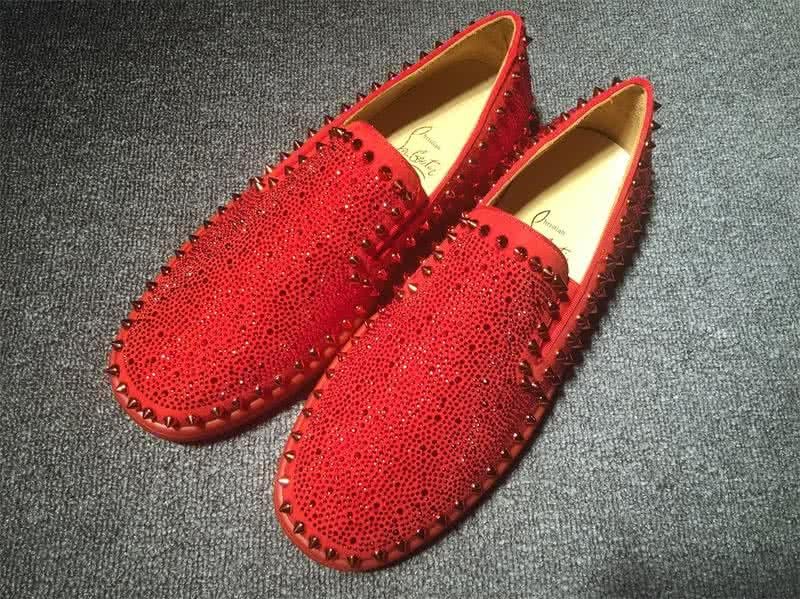 Christian Louboutin Low Top Rivets Along Brim Red Suede Upper And Rhinestone 1