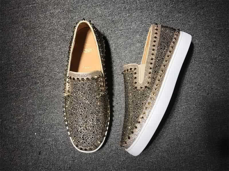 Christian Louboutin Low Top Rivets Golden Upper And Rhinestone 3
