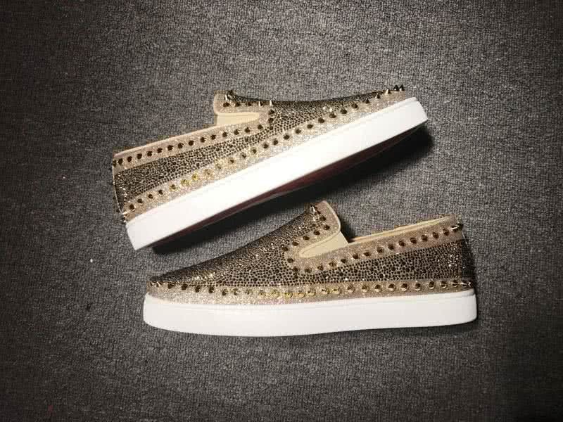 Christian Louboutin Low Top Rivets Golden Upper And Rhinestone 8