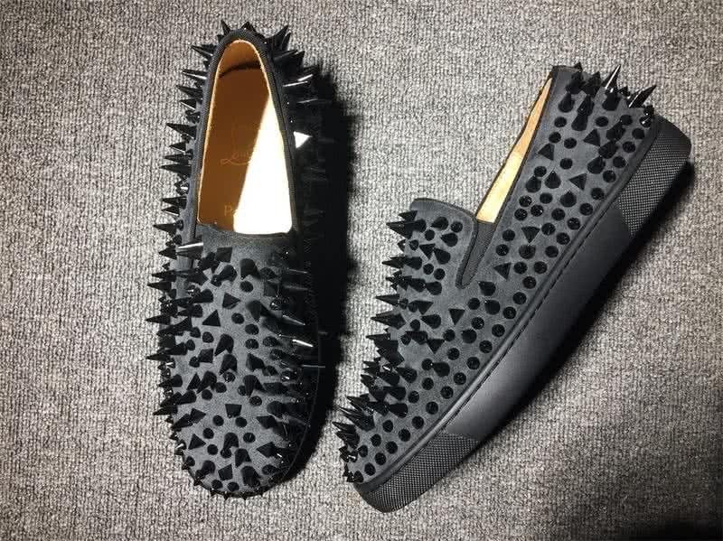Christian Louboutin Low Top Black Suede Upper All Black Rivets 2