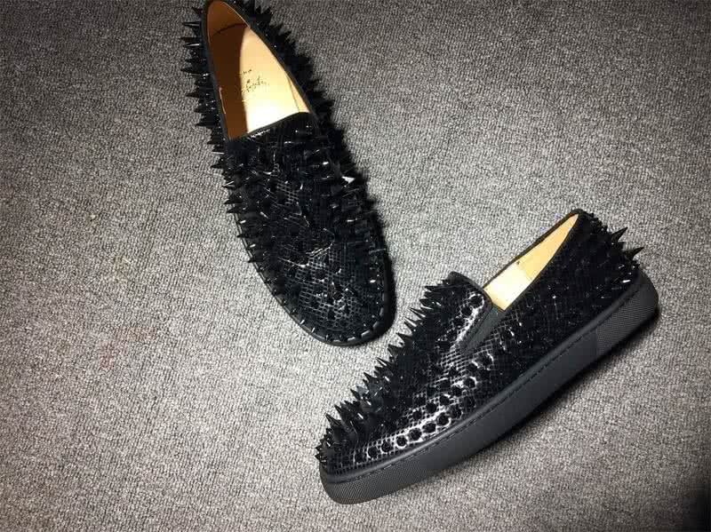 Christian Louboutin Low Top All Black Upper And Black Rivets 4
