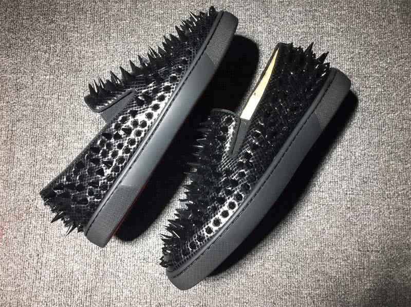 Christian Louboutin Low Top All Black Upper And Black Rivets 5