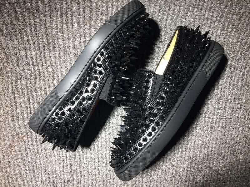 Christian Louboutin Low Top All Black Upper And Black Rivets 6