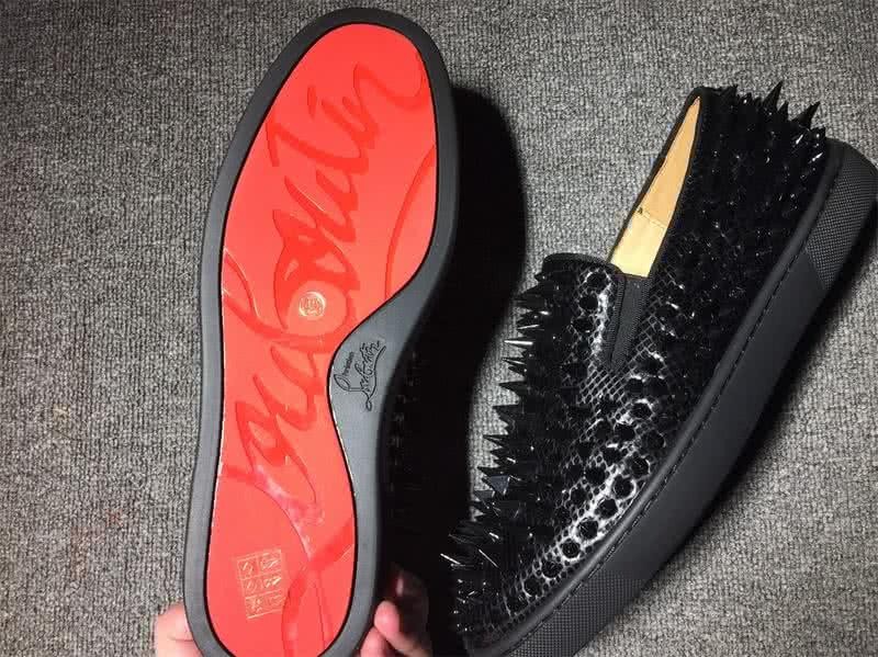 Christian Louboutin Low Top All Black Upper And Black Rivets 8