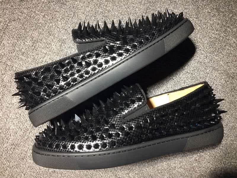 Christian Louboutin Low Top All Black Upper And Black Rivets 9