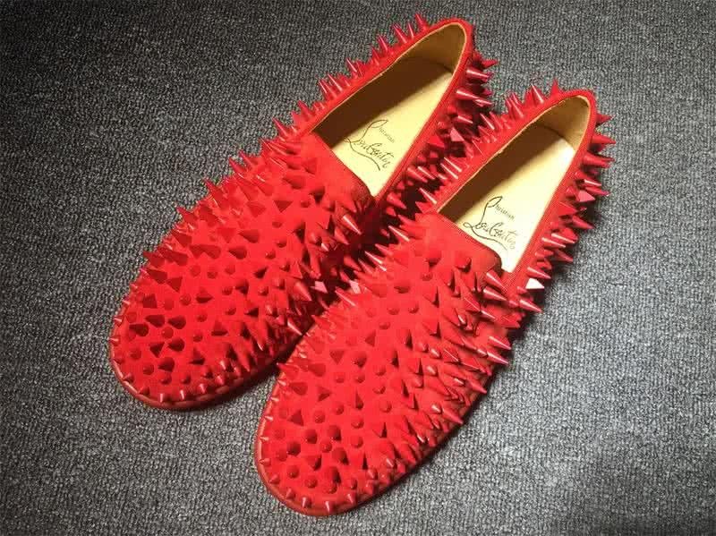 Christian Louboutin Low Top All Red Suede Upper And Red Rivets 1