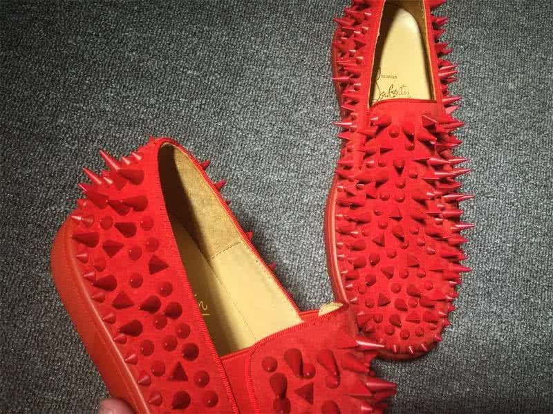 Christian Louboutin Low Top All Red Suede Upper And Red Rivets 4
