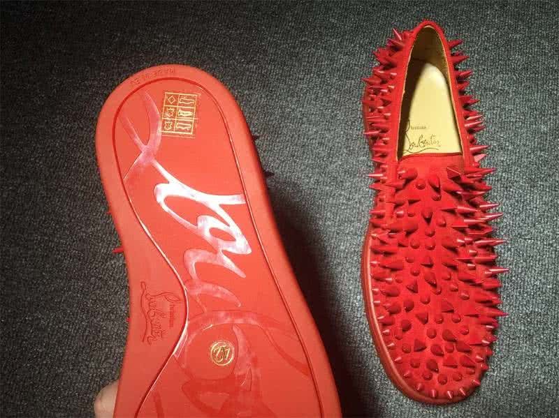 Christian Louboutin Low Top All Red Suede Upper And Red Rivets 5