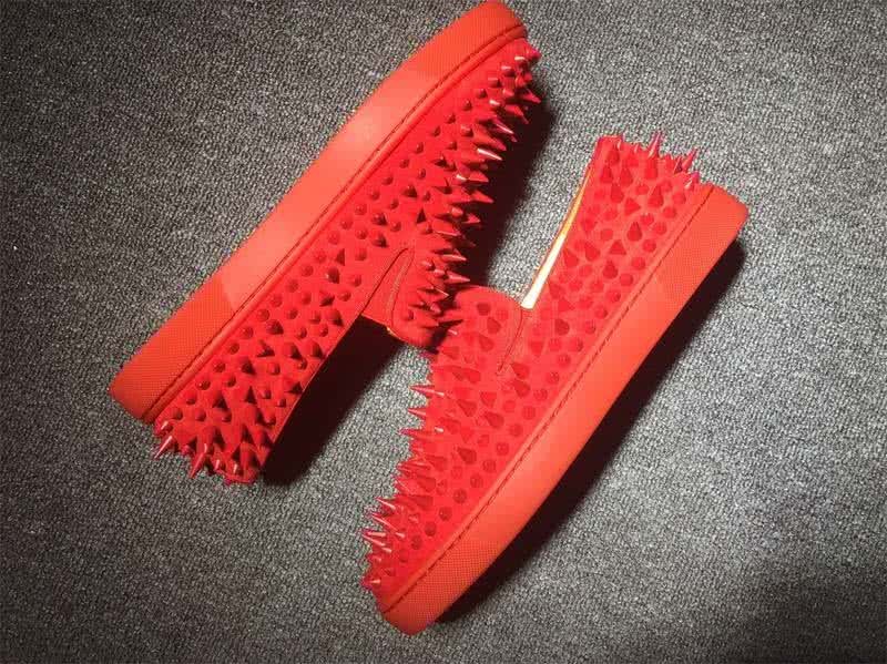 Christian Louboutin Low Top All Red Suede Upper And Red Rivets 6