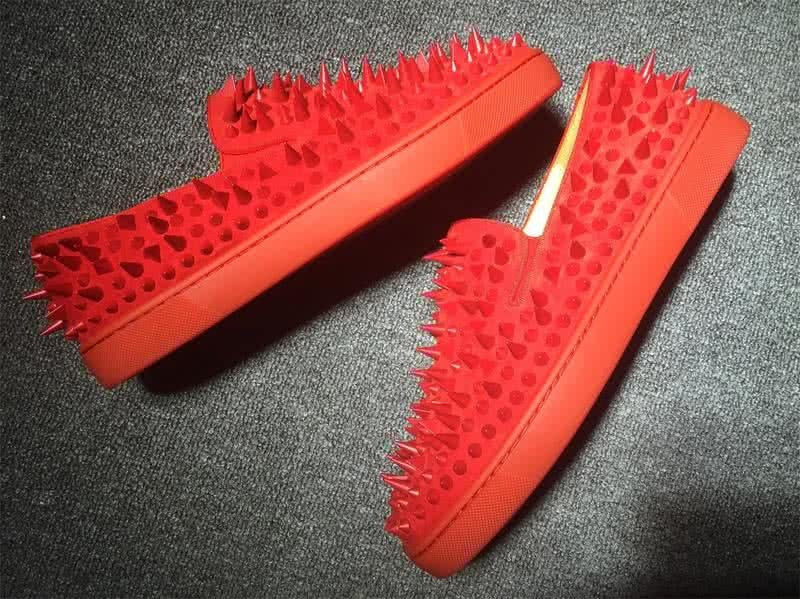 Christian Louboutin Low Top All Red Suede Upper And Red Rivets 7
