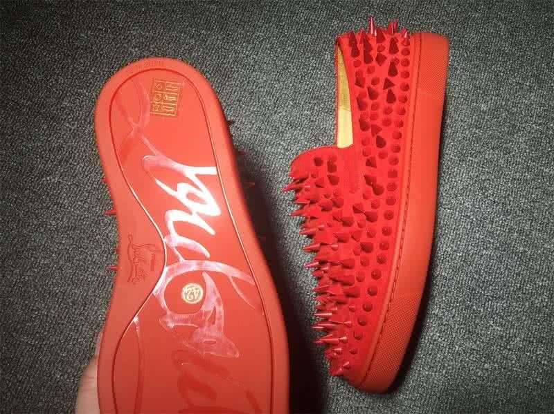 Christian Louboutin Low Top All Red Suede Upper And Red Rivets 9